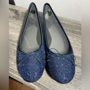 Adrianna Papell Navy Lace Flats